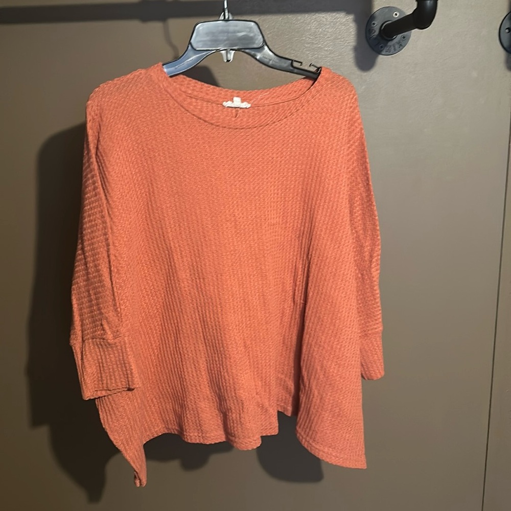 Terracotta waffle knit blouse